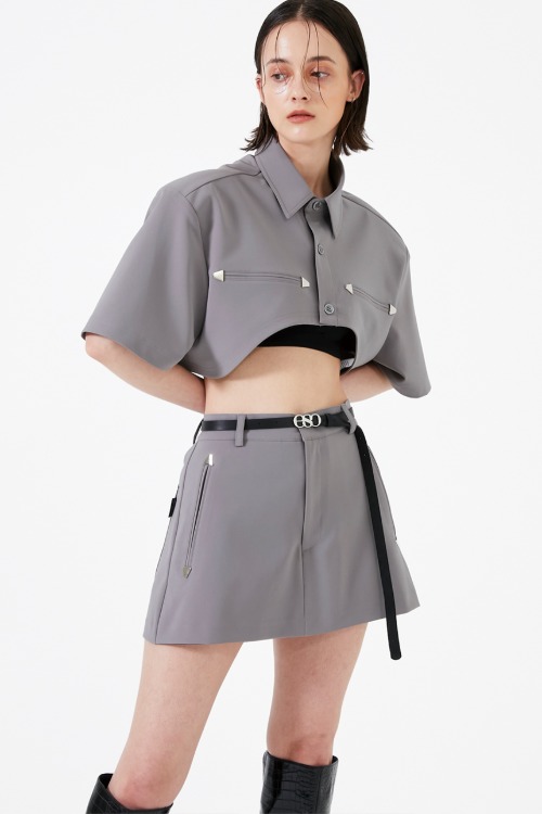 Stud skirt shorts (grey)