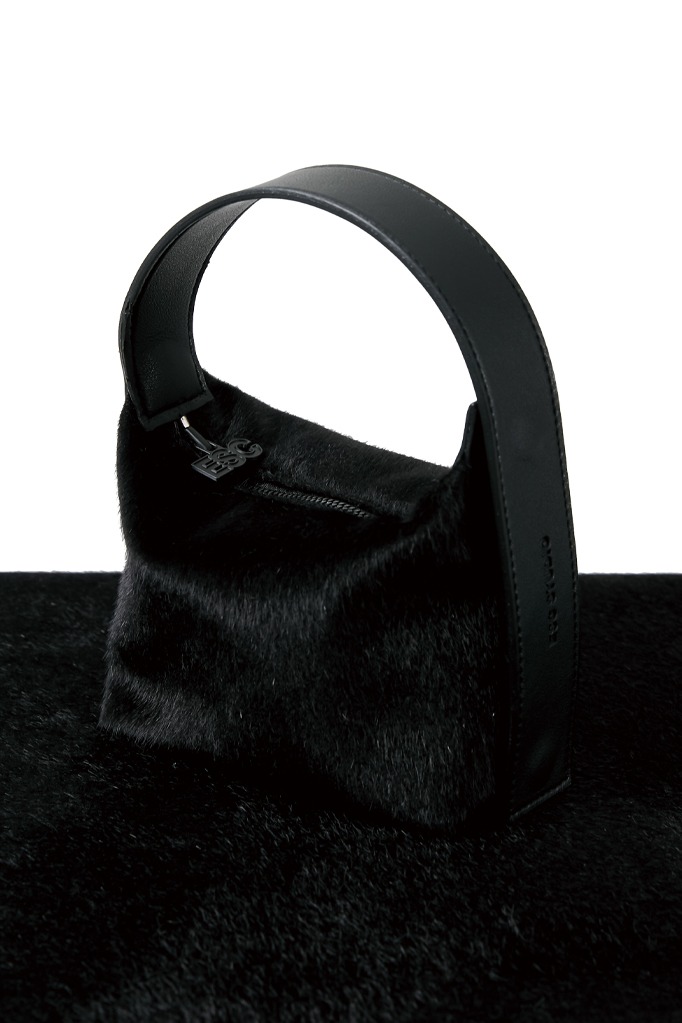fur mini tote bag (black)