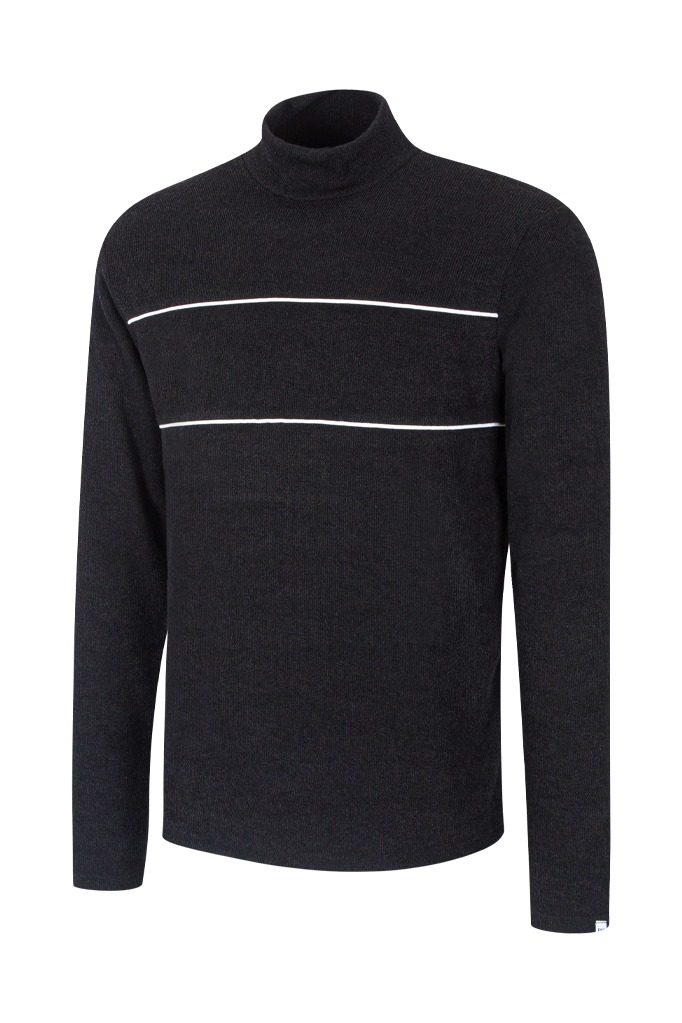 knit half neck polo (black)